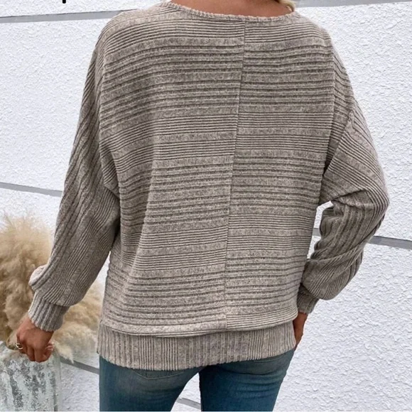 SHEIN Taupe Ribbed Knit Top - Picture 2 of 7